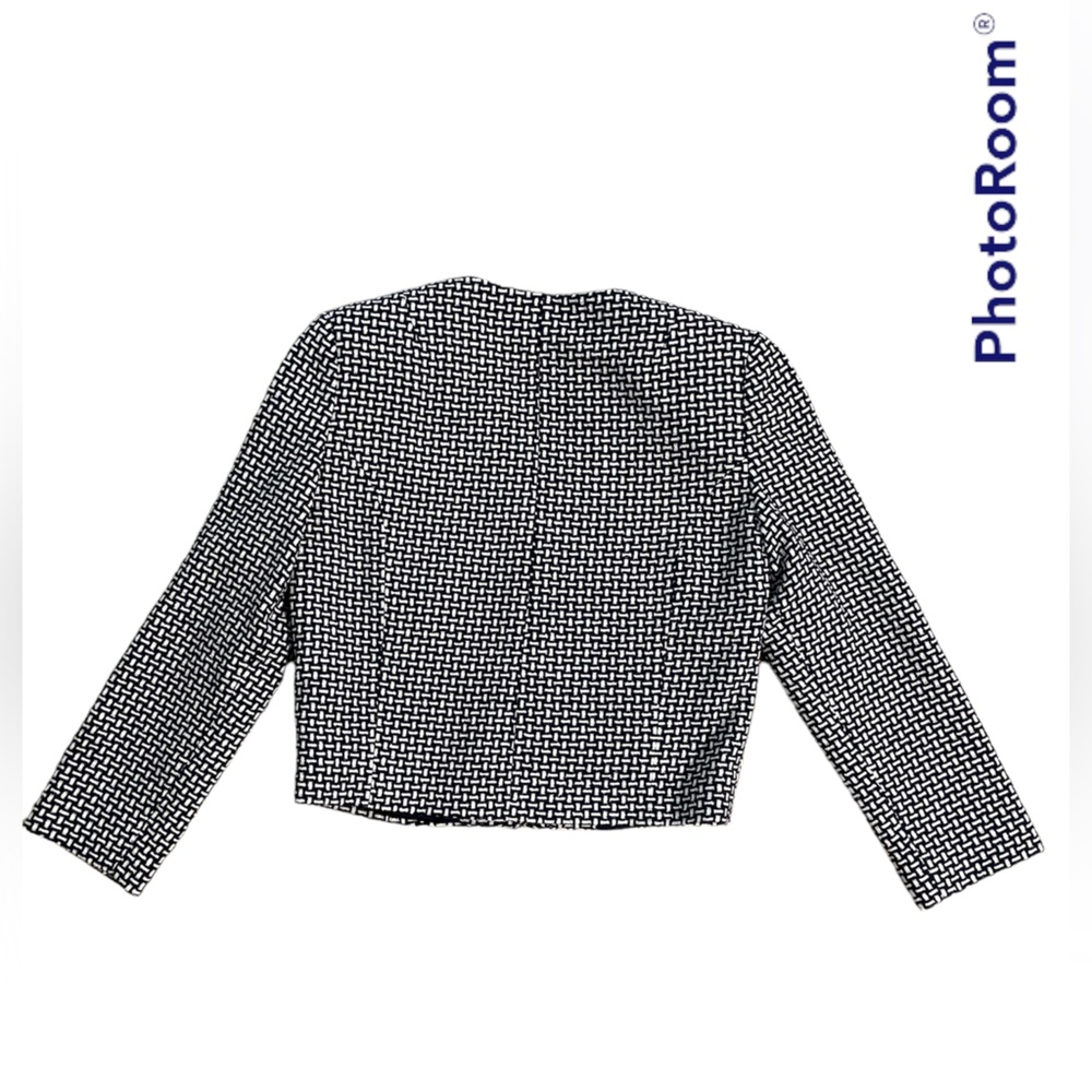 French Connection blue and white weaved crop blazer - size 6 - Picture 2 of 4